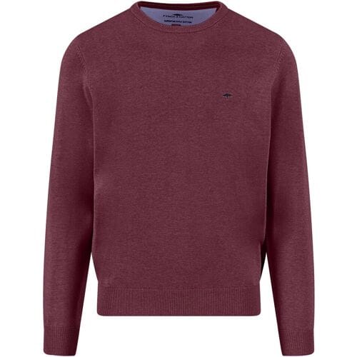 Fynch-Hatton Trui O-Neck Superfine Cotton Uni Color Deep Merlot / male