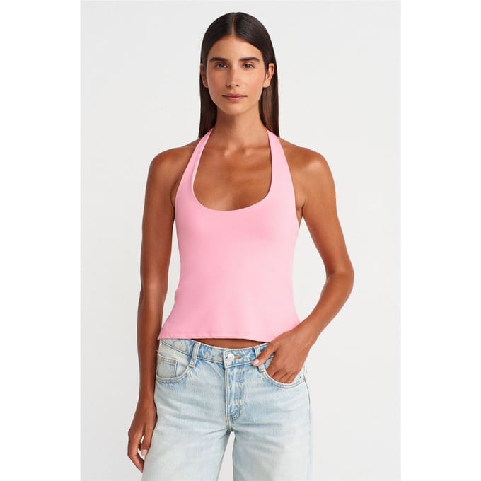 Slim Fit Halter Neck Cut-Out Top