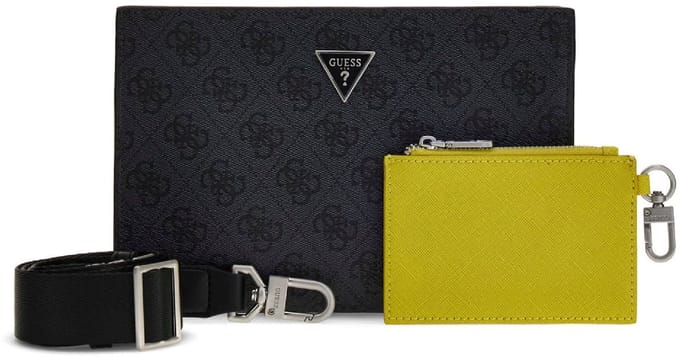 GUESS schoudertas Milano Crossbody Top Zip Bag Black donkergrijs