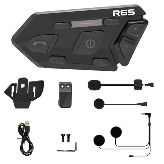 WAYXIN 1 STuks Motorhelm Intercoms 1200m BT Headset Draadloze Interfoon Waterdicht Ondersteuning 1PC zwart