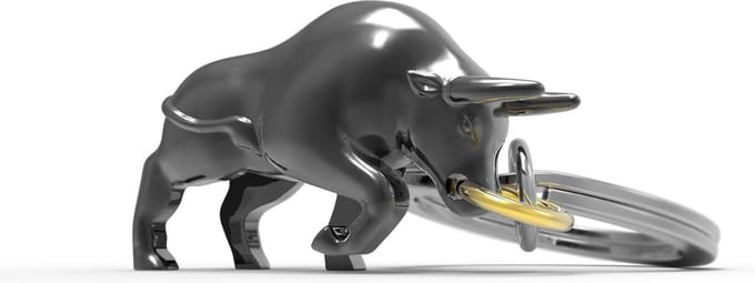Metalmorphose sleutelhanger zwarte stier Bullring