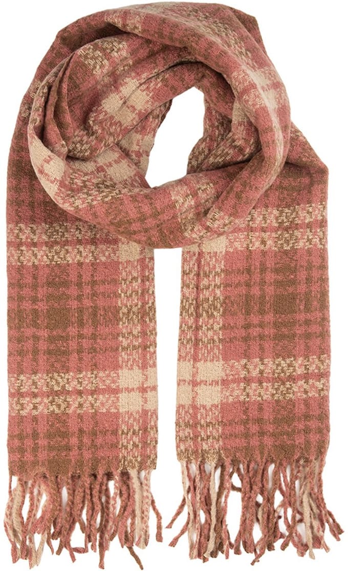 Clayre & Eef Wintersjaal Dames 50x210 cm Roze Textiel