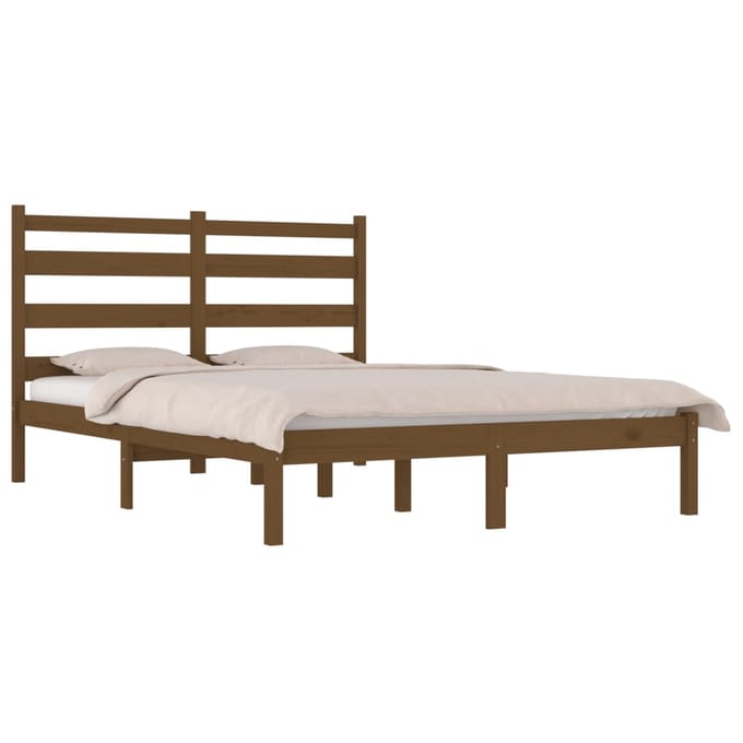 vidaXL - Bedframe - massief - grenenhout - honingbruin - 200x200 - cm