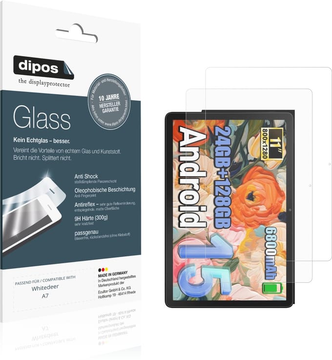 dipos – 2x Matte Pantserfolie geschikt voor Whitedeer A7 | 9H Screenprotector