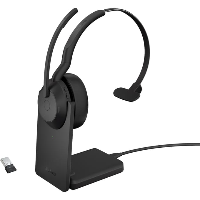 Jabra Evolve2 55 Link 380/390a MS Mono L On Ear headset Bluetooth Mono Zwart Noise Cancelling, Ruisonderdrukking (microfoon) Headset, Mono Computer