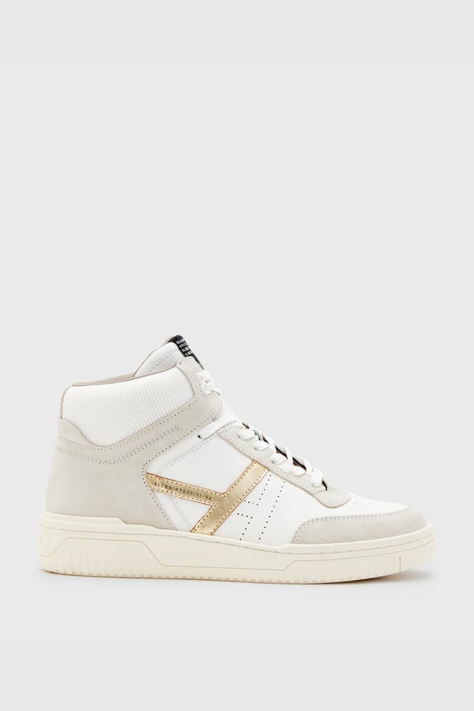 AllSaints Pro Suede High Top White/gold Größe: 37 | Trainers Outlet | Damen | Weiß