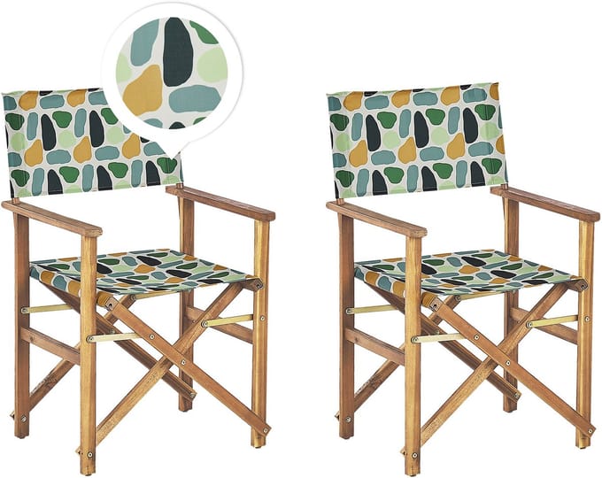 CINE - Tuinstoel set van 2 - Groen/Wit/Abstract - Polyester
