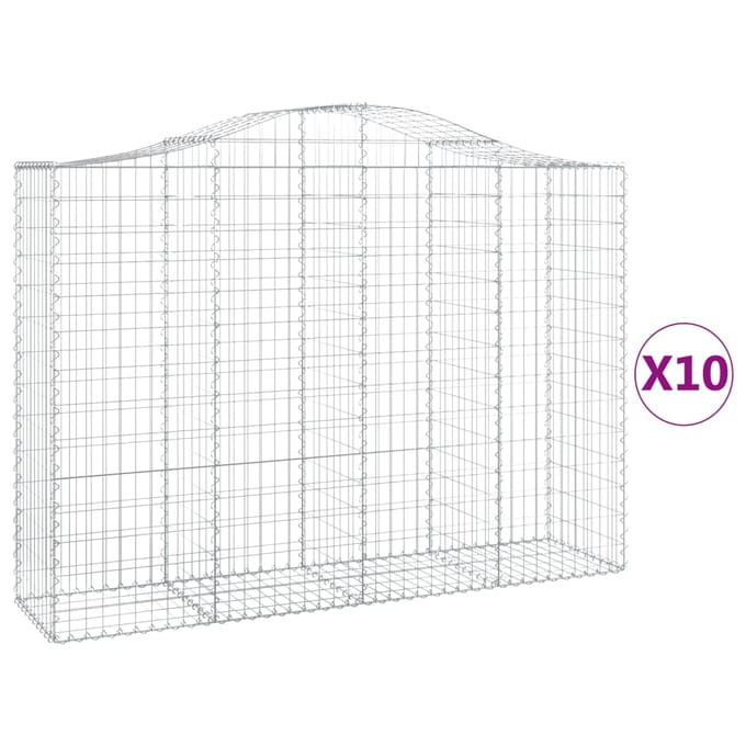 vidaXL - Schanskorven - 10 - st - gewelfd - 200x50x140/160 - cm - ijzer