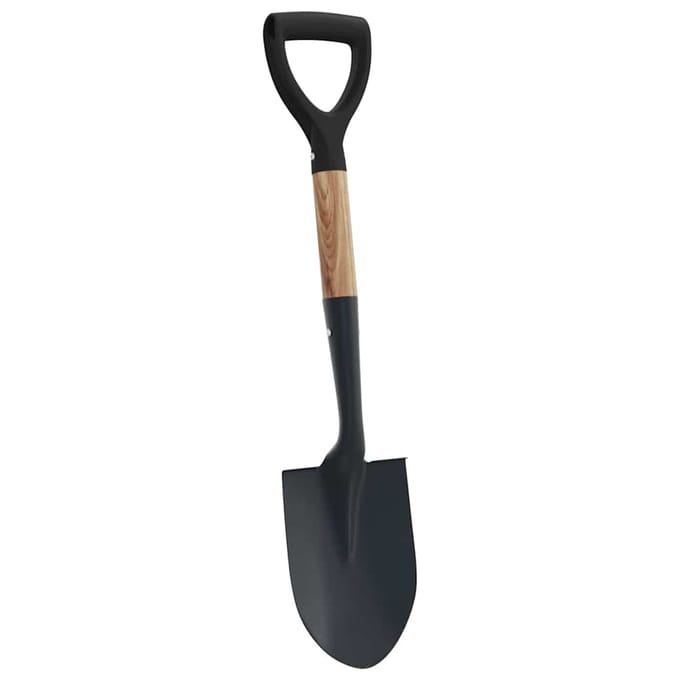vidaXL - Schep - Zwart - 68,5 - cm - Power - Coated - Staal - en - Massief - Hout