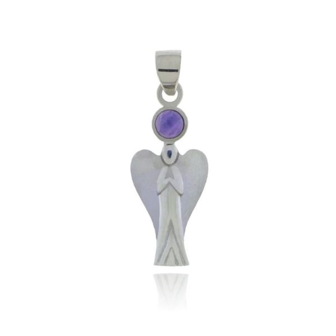 SilverGems zilveren Engel hanger met Amethist edelsteen