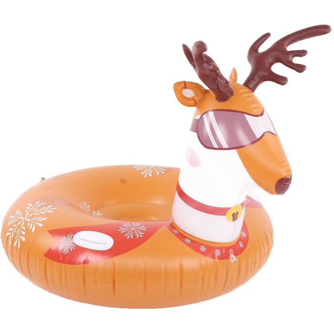Opblaasbare Ski Cirkel PVC Rond Slijtvast Multifunctioneel Kerstthema Sneeuw Slee beige