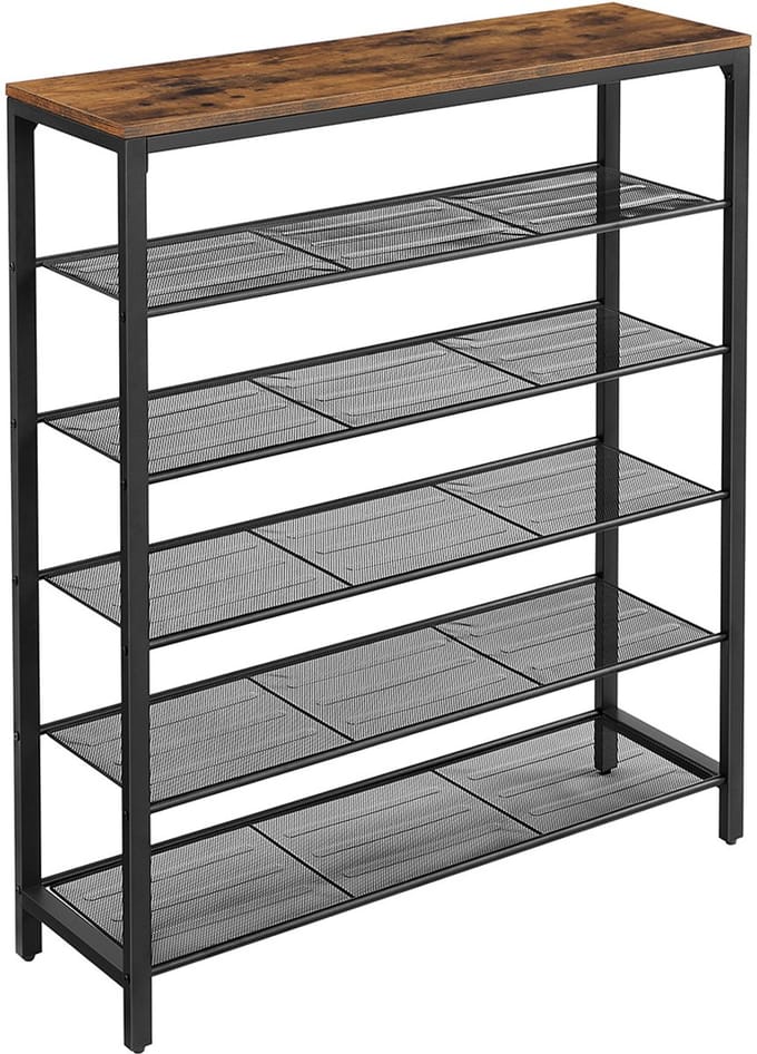 FurnStar schoenenrek - 5 Planken - 100x30x110cm - Bruin