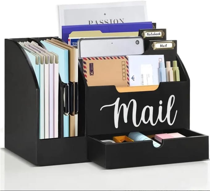 Bureau Organizer - Documentenhouder - Thuis Kantoor - Met Lade - 37.9*25.6*17.8cm - Zwart