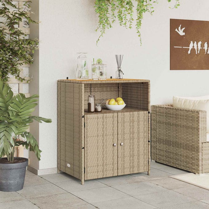 vidaXL - Kast - met - plank - Beige - 70 - x - 50 - x - 87 - cm - Polyester - en - Roly - Ratten
