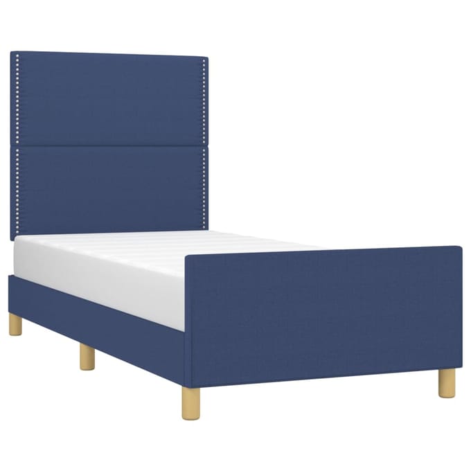 vidaXL - Bedframe - zonder - matras - 90x200 - cm - stof - blauw