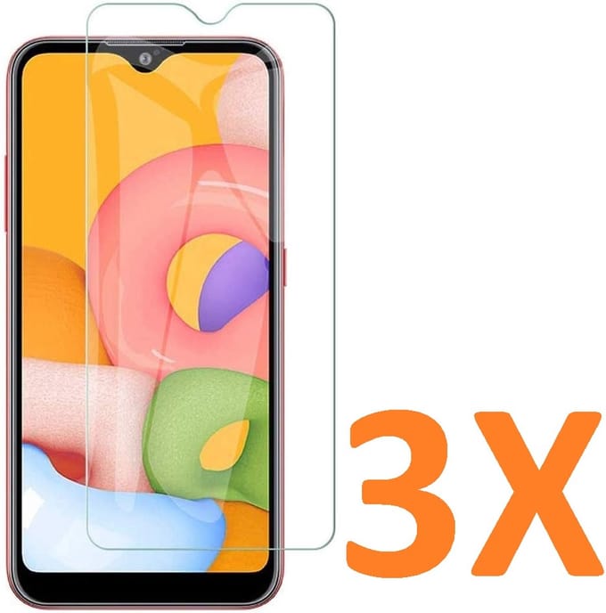 Screenprotector Glas - Tempered Glass Screen Protector Geschikt voor: Samsung Galaxy A01 core - 3x