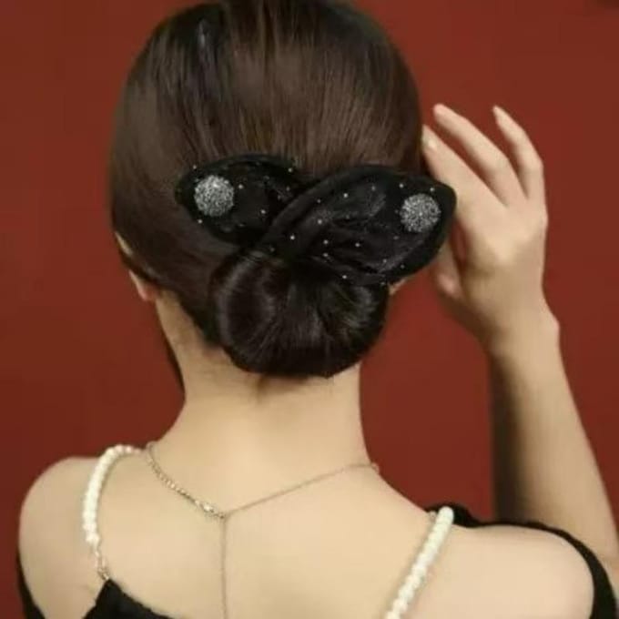 Haarklip, haarspeld, haaraccessoire, luie knotmaker, hoofddeksel voor dames zwart