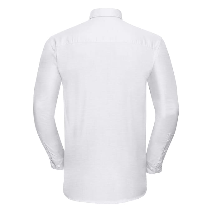 Russell Heren Oxford Easy-Care overhemd met lange mouwen (Wit)