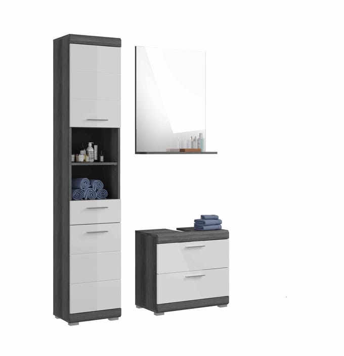 Scout badkamercombinatie wit hoogglans MDF TZ rookzilver NB - 37x112x191cm