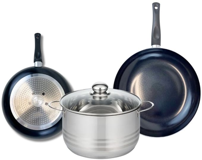 Set van 2 Koekenpannen 24 en 28 cm en 1 braadpan 24 cm Elo Prima Brillant