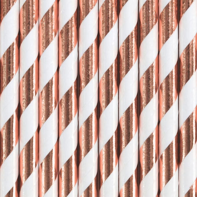 PartyDeco - Rietjes rose gold (10 stuks)