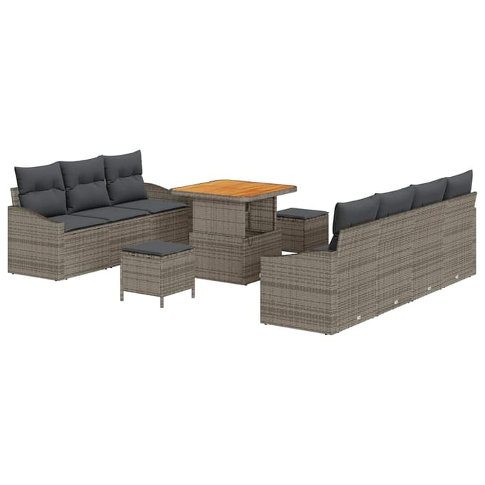vidaXL Tuin Sofa Set 10 st 9-Aantal zitplaatsen Grijs