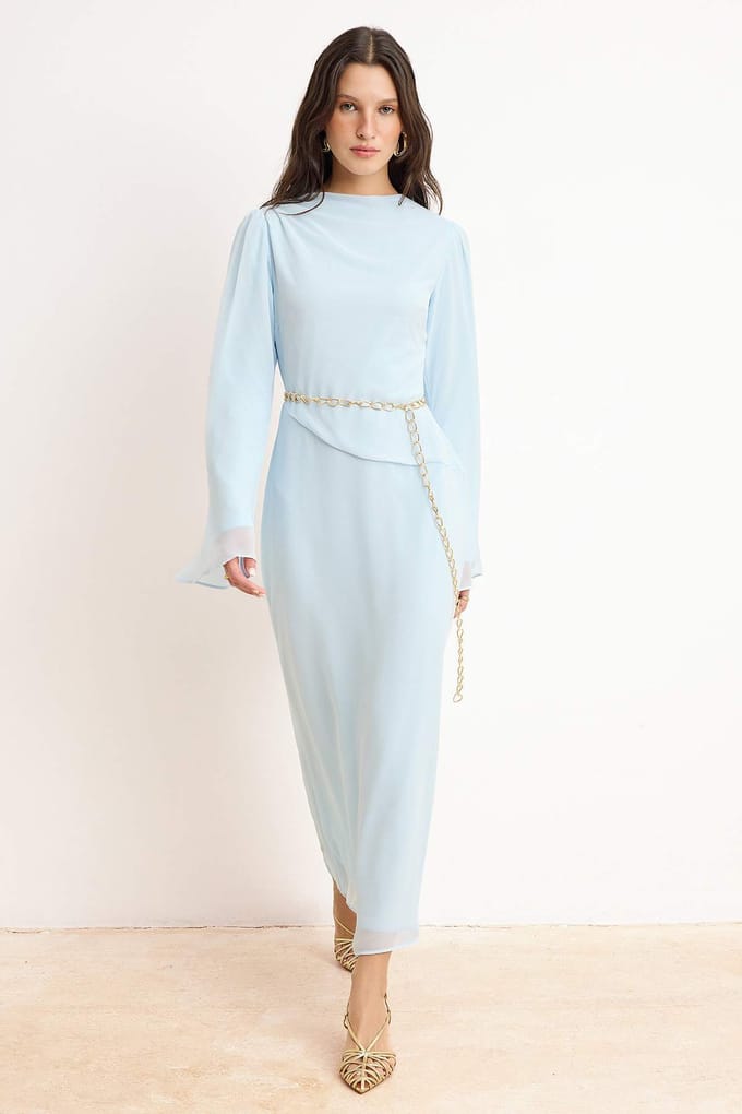 Dames platte maxi lange chique/nacht A-lijn hijabjurk