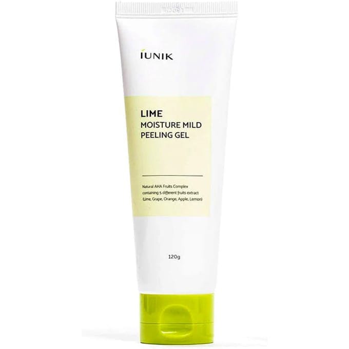 iUNIK Lime Moisture Mild Peeling Gel – Milde gezichtspeeling met fruitextracten – Verwijdert dode huidcellen – 90ml
