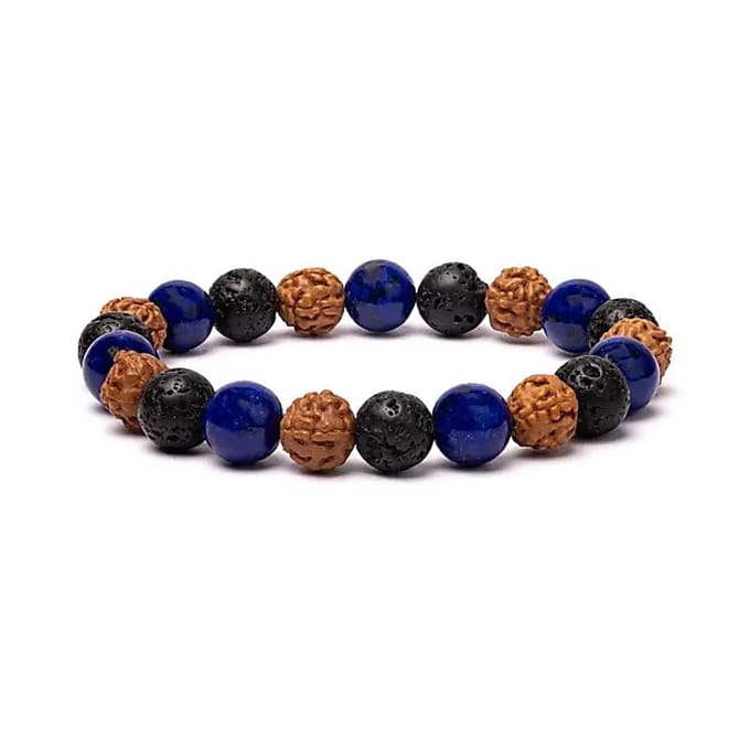 Armband lavasteen / rudraksha / sodaliet