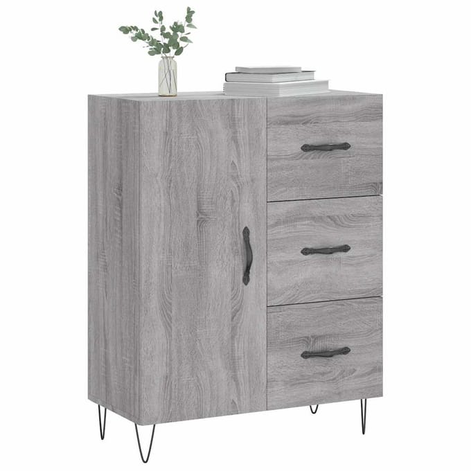 vidaXL - Dressoir - 69,5x34x90 - cm - bewerkt - hout - grijs - sonoma - eikenkleurig