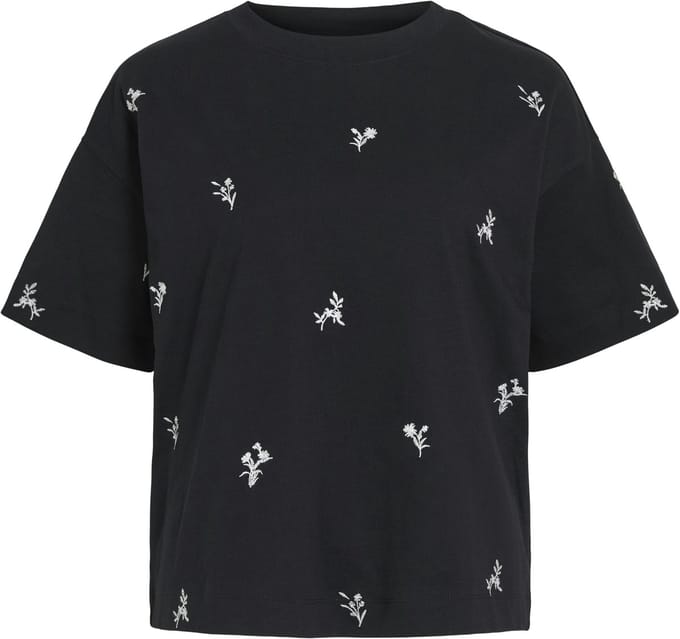 VILA - VIMONIE FLOWER EMB S/S O-NECK/1 - Dames - T-shirts