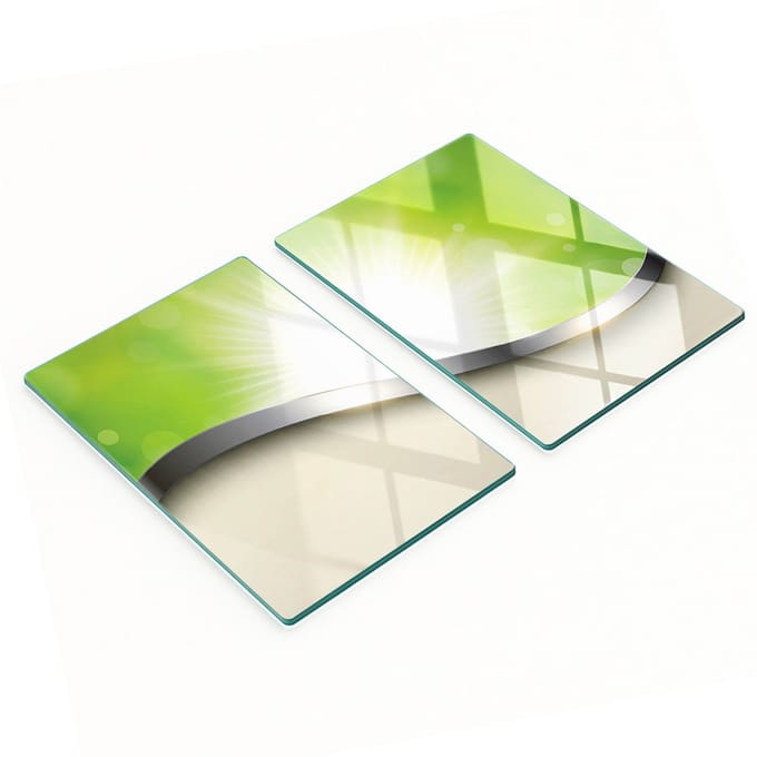 Twee decoratieve snijplanken van gehard glas met textuur, 2x40x52 cm