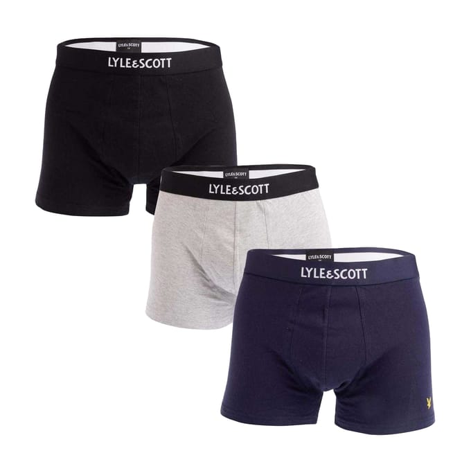 Lyle & Scott Heren Devon Boxershorts (Set van 3) (Zwart/Grijs)