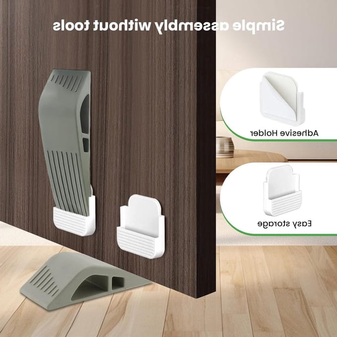 Deurstopper Set - Deurwiggen Rubber - Deur Open Houden - Antislip Krasvrij - 2 Stuks - Wit Grijs