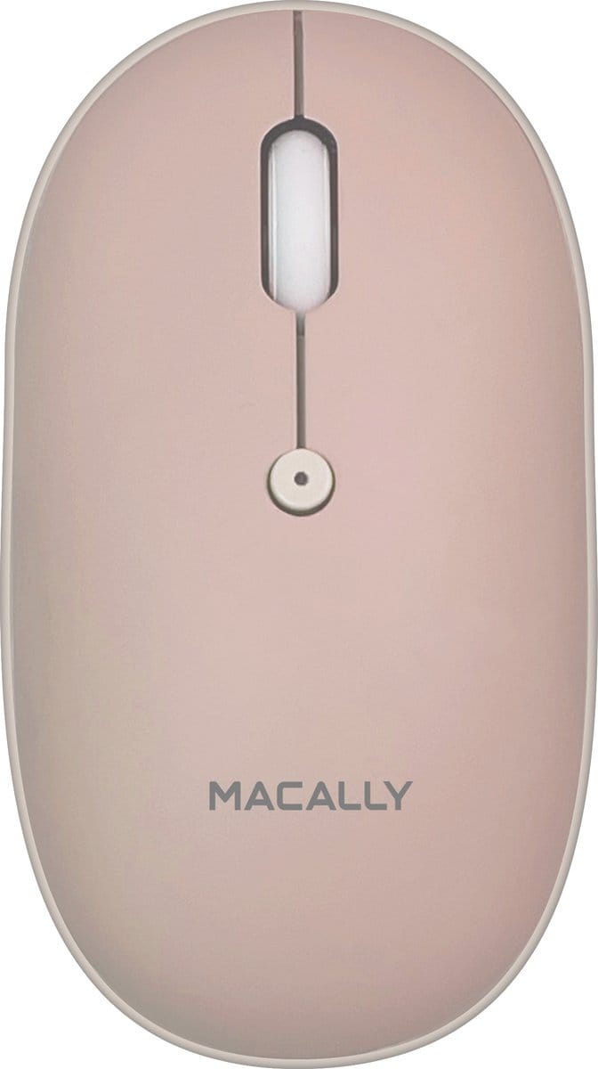 Macally BTTOPBAT-PK Optische draadloze bluetooth-muis voor Mac en PC - Met ingebouwde heroplaadbare batterij – Roze