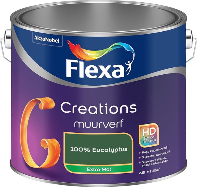 Flexa - Creations Muurverf Extra Mat - 100% Eucalyptus - Mengverf - 2,5 L