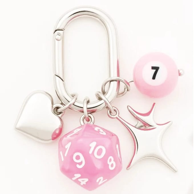 Lapi Toys - Dobbelsteen sleutelhanger - Dnd sleutelhanger - Metaal - Roze