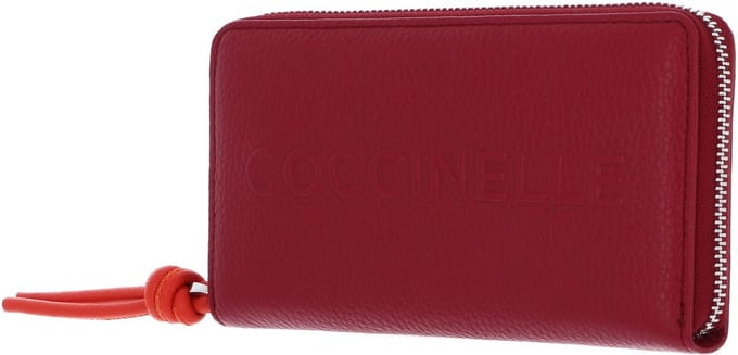 COCCINELLE Leren Portemonnee Metallic Soft Wallet Grained Leather Sangria / Gazpacho (rood)paars