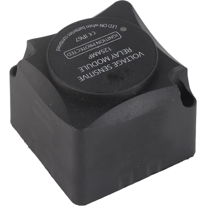 Spanningsgevoelig Relais (VSR)   Automatisch Laadrelais 125A Dubbele Accu Isolator (VSR) black
