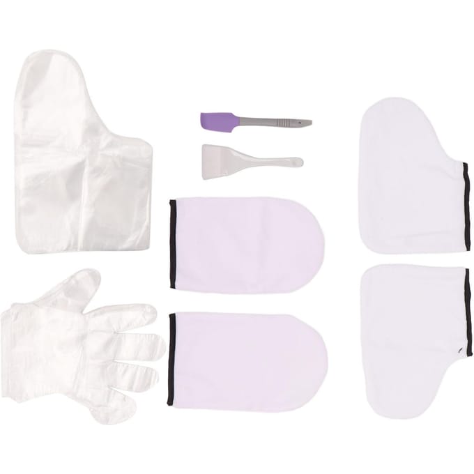 Witte Waxbad Wanten Set Grote Borstel Paarse Spatel Zachte Wanten Voetbedekking Paraffine Wax Hand Voet white