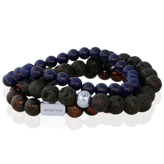 Memphis TRIO Kralenarmbanden set Blue Night-19cm