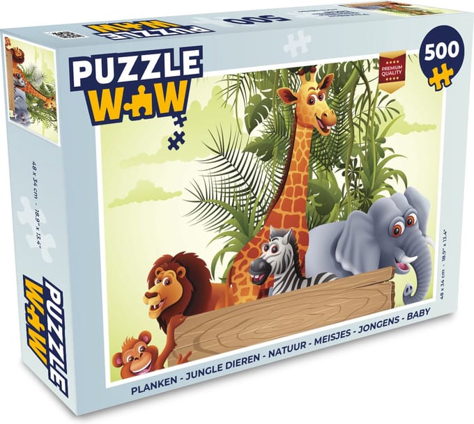 Puzzel Jungle dieren - Natuur - Planken - Kinderen - Giraffe - Legpuzzel - Puzzel 500 stukjes