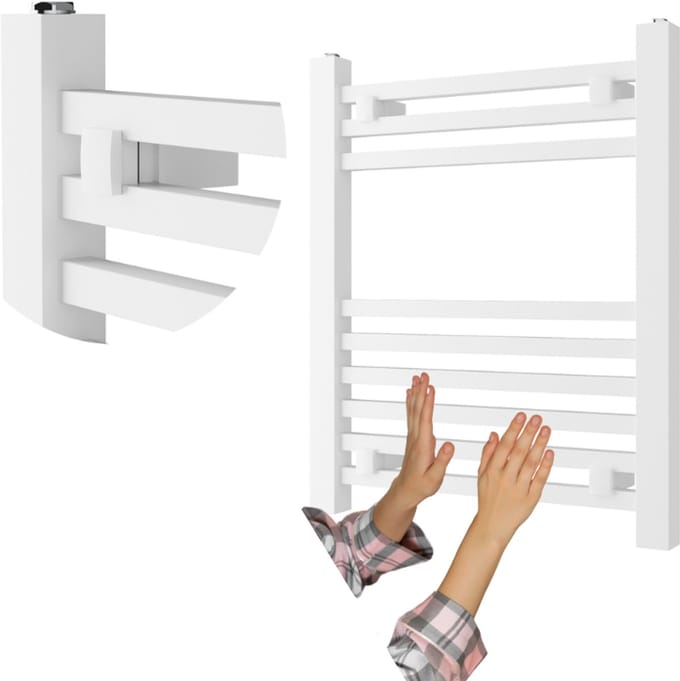 Granitan Handdoekradiator Bergen - 60x50cm - Wit - Ladderdesign - Badkamer Verwarming - CV Radiator