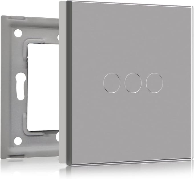 Schakelaar Paneel - Glas Plaat - Muur Bediening - Touch Functionaliteit - 86 x 86 mm - Grijs