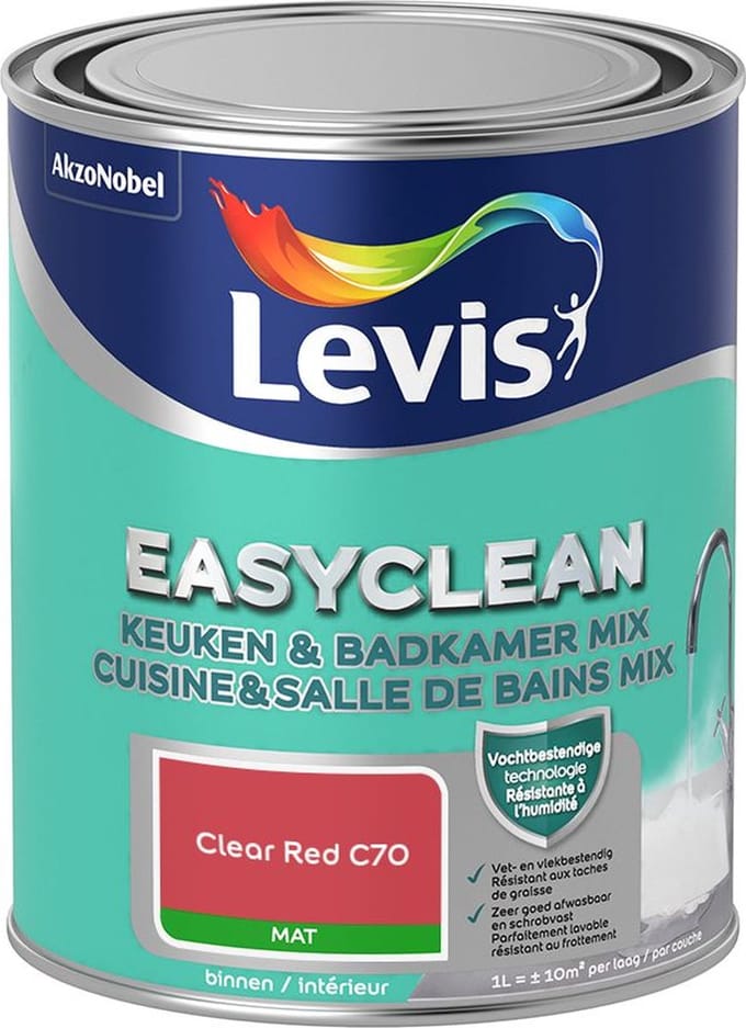Levis - Easyclean Keuken & Badkamer Mix - Clear Red C70 - Mengverf - 1 L