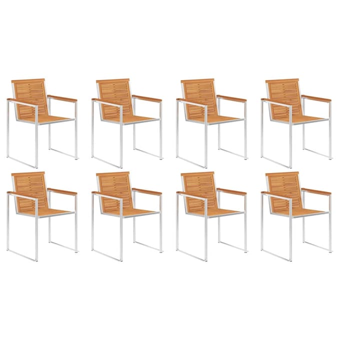vidaXL - Tuinstoelen - 8 - st - met - kussens - massief - acaciahout