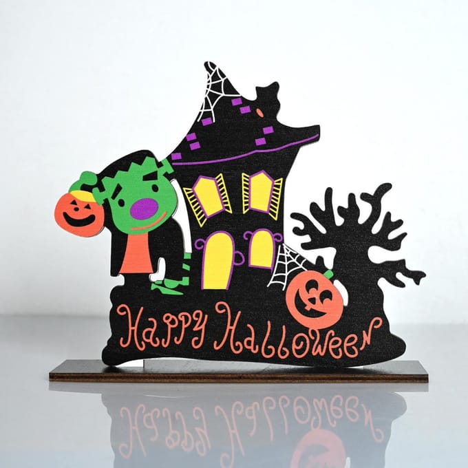 Halloween Scène Decoraties Geestenfeest Bureau Houten Ornamenten Feestdecoraties black