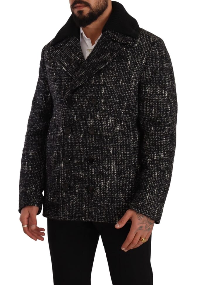 Dolce & Gabbana Zwarte Wollen Dubbelzijdige Jas Heren Jacket