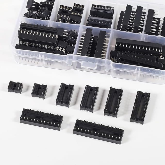 IC Sokkel Set - Component Houders - Elektronica Projecten - 66 Delige Set - 2.54mm Raster - Zwart