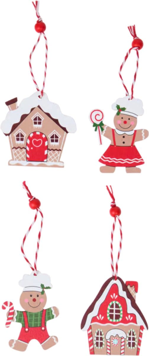 Gadgetpoint - Boomversiering - Versiering - Hangers - Kerstmis - Christmas - Xmas - Set van 4 - Huis & Koek